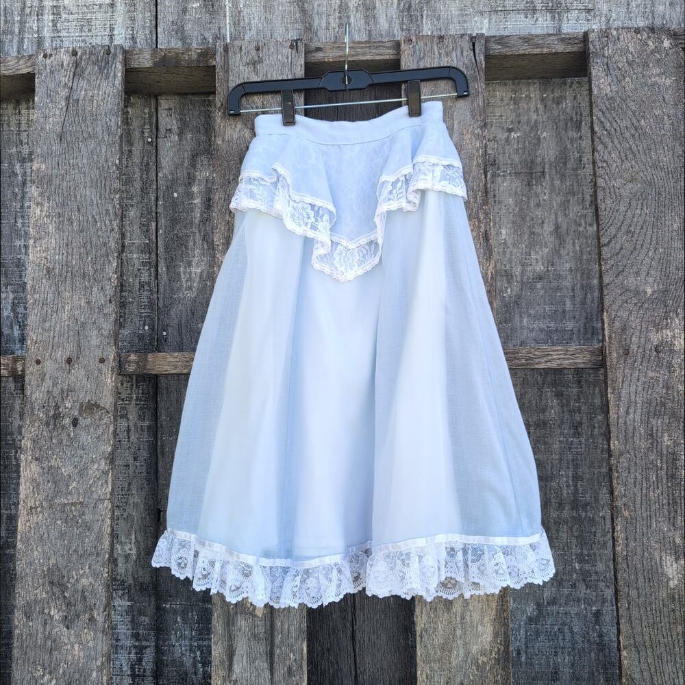 Vintage Jessica's Gunnies Prairie Lace Cotton Skirt Corset Waist Women's XS Midi